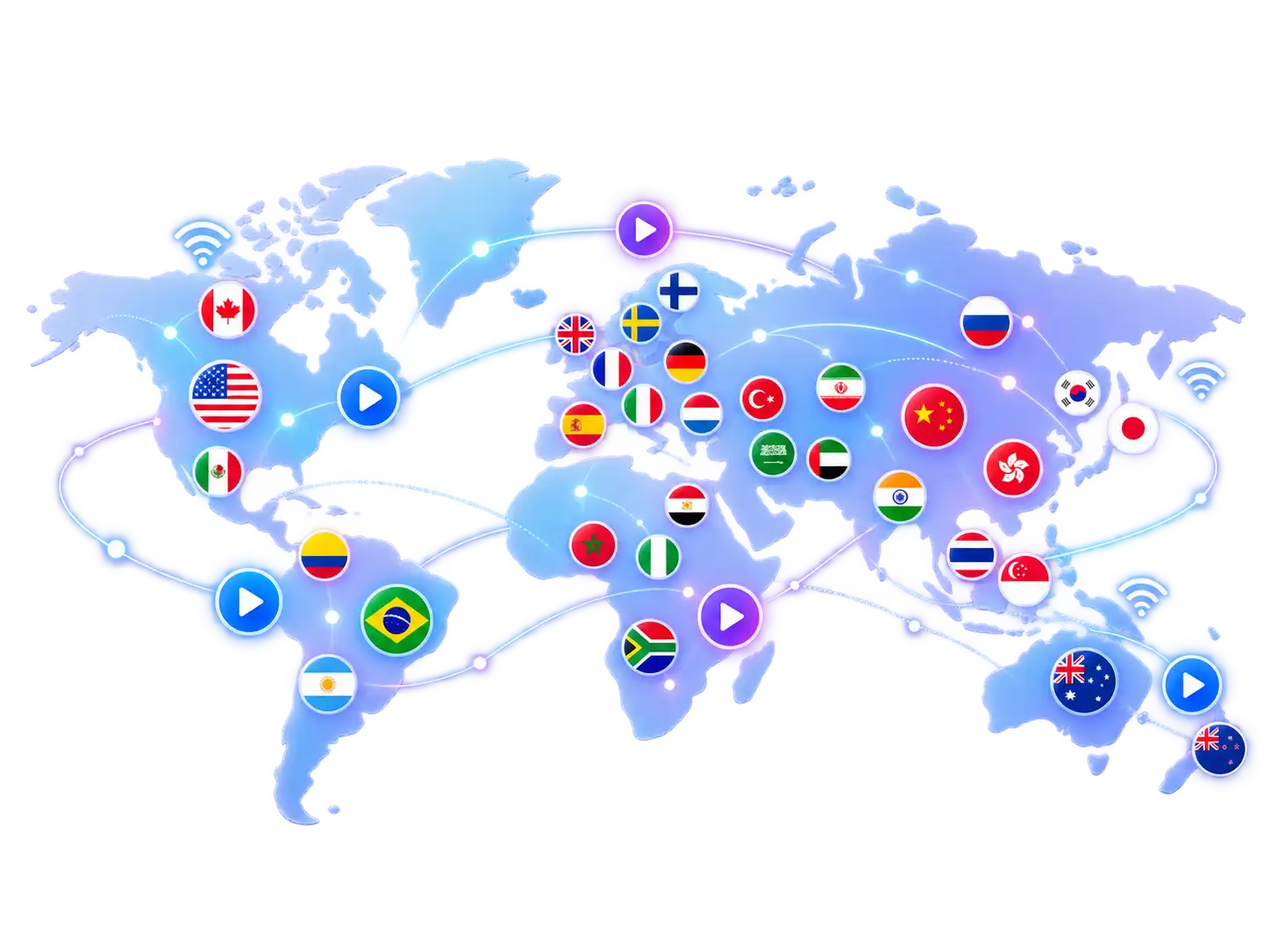 WarpIPTV Global Live TV Channels Map Coverage