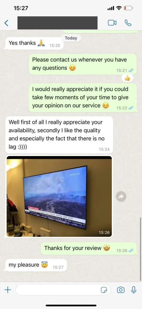 WarpIPTV WhatsApp Activation Proof 2