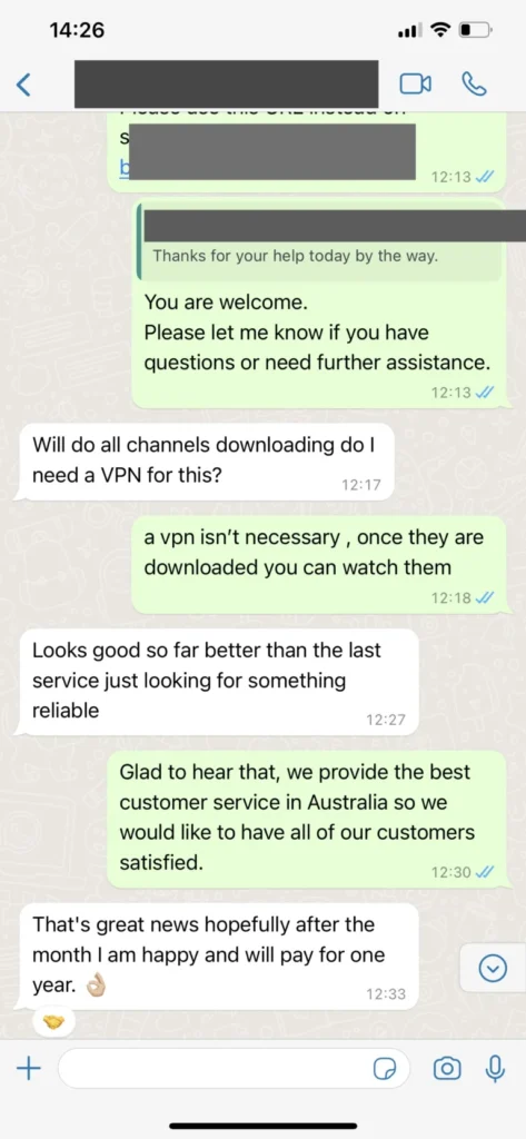 WarpIPTV WhatsApp Support Chat 3